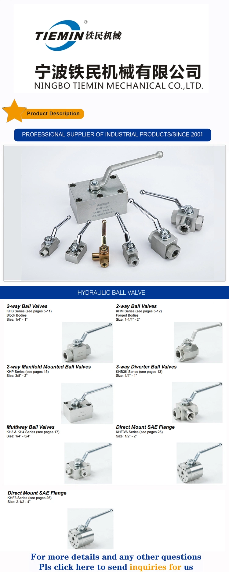 Tiemin Brand YJZQ Hydraulic Threaded High Pressure Ball Valve 2 Way Carbon Steel Ball Valve YJZQ-J06N/YJZQ-J10N/YJZQ-J15N/YJZQ-J20N/YJZQ-J25N/YJZQ-J32N/YJZQ-J40